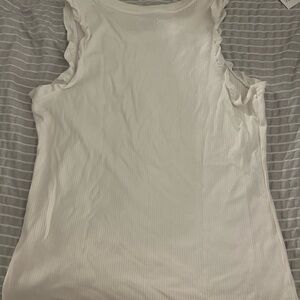 Crown & Ivy White Ruffled Tank Top